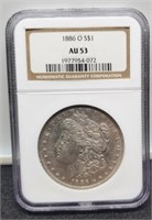 1886-O Slab Morgan Silver Dollar NGC AU53