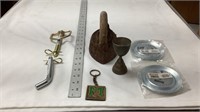 Trailer hitch pins, keychain, vintage iron