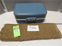 Vintage hard side suitcase and 11 yards of fabric