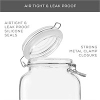 Airtight Glass Jars with Lids Set of 3. 78oz