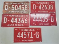 5 License plates Tennessee