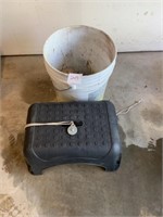 Bucket of chains and step stool