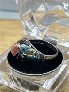 Sterling Silver .925 Colorful Butterfly Ring Size