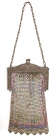 Vtg Whiting & Davis Enamel Metal Mesh Handbag