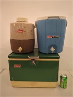3 vintage Coleman coolers - 2 are water coolers