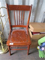 vintage Wood chair -leather seat