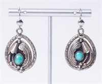 Jewelry Sterling Silver Reversible Turq. Earrings