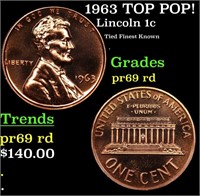 Proof 1963 Lincoln Cent TOP POP! 1c Graded Gem++ P