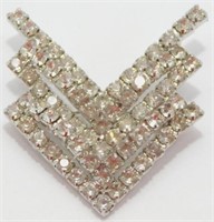 WWII Flying V Rhinestone Brooch