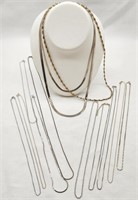 SILVER NECKLACES17-30" ASSORTED LINK TYPES
