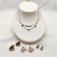 SILVER SOUTH WEST TYPE NECKLACES & EARRINGS