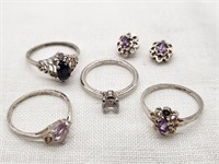 SILVER RINGS SAPPHIRE AMETHYSTS SPINEL