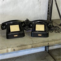 Pair of Antique Bakelite Crank Desk Phones