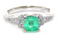 Jewelry 1.38 Ct Diamond & Emerald 5 Gram 18K Ring