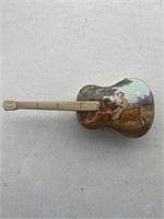 Vintage Porcelain Violin Guitar Shape Music Box 9”