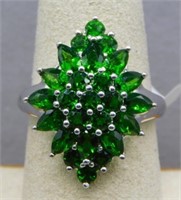 Sterling Silver green stone ring, size 9.