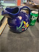 Hall Blue Floral Pottery Pitcher