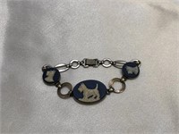 Vintage Jasper Ware .925&14k Scotty Dog Bracelet