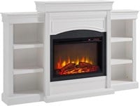 Mantel Fireplace Furniture w/shelves, White