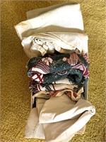 Box of assorted blankets and linens