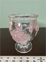 Teleflora Glass Heavy Vase Raised Puff Frosted