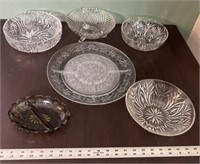 Cut glass serving dishes