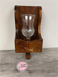 Wooden wall sconce candle holder