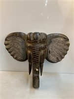 Large Carved Wood Elephant, Wall Decor
