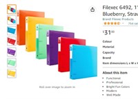 Filexec 6492, 1" Frosted Ring Binder, Set of 6