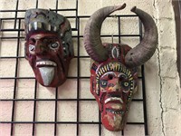 Vintage wooden Mexican folk art masks