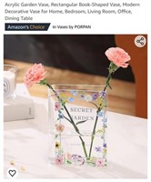 MSRP $14 Acrylic Flower Vase Book