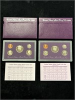 1989 & 1990 US Proof Sets in Boxes