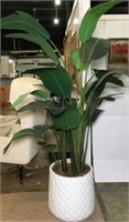Faux Palm Leaf Plant in Fiberglass Planter