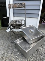 Hunters folding chair & stainless steel food,