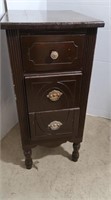 Antique Side Table-3 Drawer w/Dovetail 13.5x17x30
