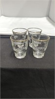 Set of 4 Small Vintage floral cut cordial glasses