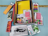 Pencils, compass, erasers, note pads new stock