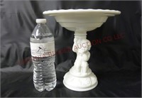 Vintage Milk Glass 8.75"t Pedestal Compote Bowl