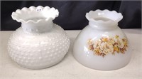 2 Vintage Milk Glass Lamp Shades 8"