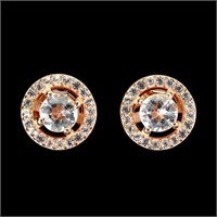 Round Morganite 5mm White Topaz Gemstone 925 Sterl