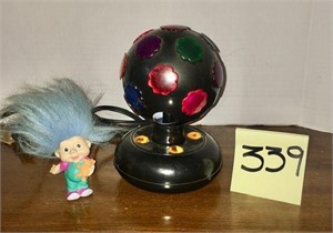 Vintage small rotating Disco Ball & Troll