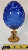 Faberge "Basket of Lilies" Crystal Egg on Dolphin