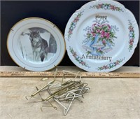 2 Collector Plates & Handful of Plate Hangers