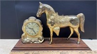 Vintage United Metal Horse Clock. Needs rewiring
