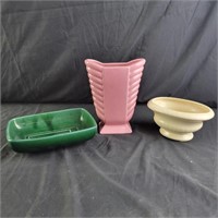Vase and planters (green one marked USA)
