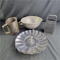Footed Colander, Bromwells Flour Sifter, grater,
