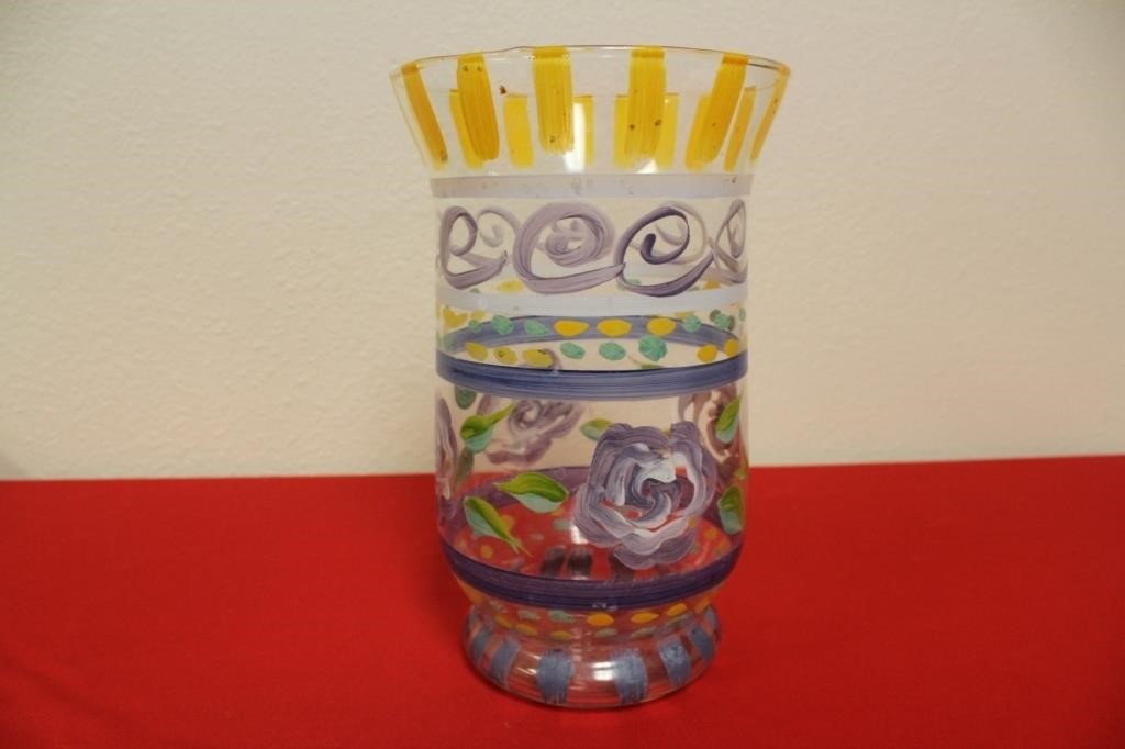 A Handpainted Glass Vase