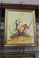 Framed Oil Painting of a Mushroom