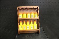 Vintage Wooden Spice Rack with Yellow Jars