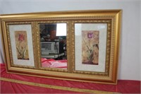 Floral Print Mirror / Guilded Frame